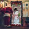 Snowman Wood Grain Christmas Door Cover, 6 x 3 Feet, Polyester